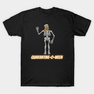 Quarantine-O-Ween Skeleton Funny Halloween Costume 2020 Bones Quarantine Mask Radioactive Skeleton Easy Costume Skeleton Waving T-Shirt